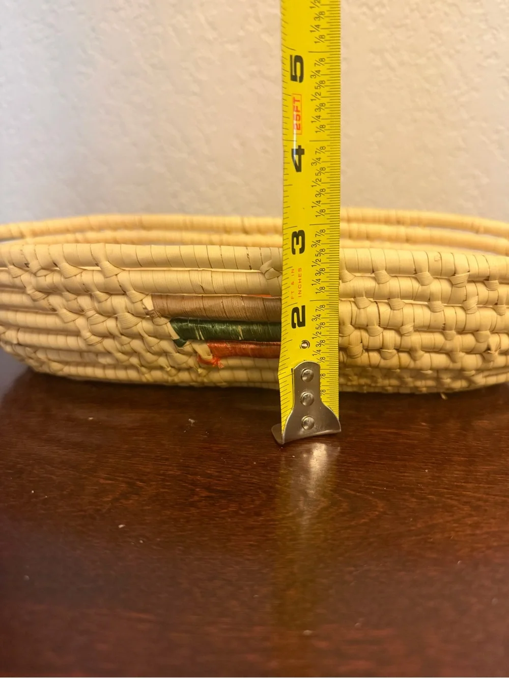 Vintage Handmade Sweetgrass Bread Serving Basket Woven Coil Loop Handles 14